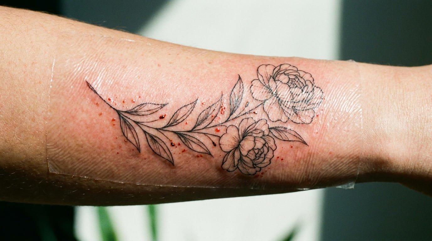 Tatuaje fine line recién terminado