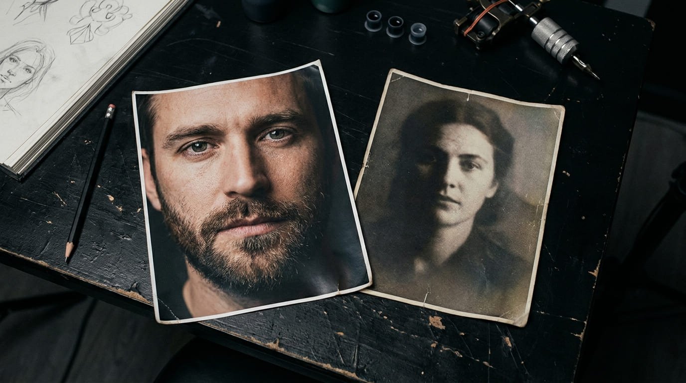 Diferentes tipos de fotografías de referencia para un tatuaje realista